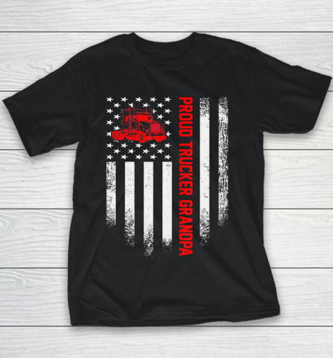 GrandFather gift shirt Vintage USA American Flag Proud Trucker Truck Driver Grandpa T Shirt Youth T-Shirt