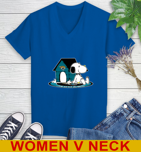 NFL Football Jacksonville Jaguars Snoopy The Peanuts Movie Shirt Women's V-Neck T-Shirt 11