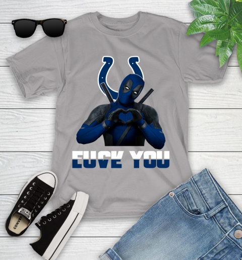 NHL Indianapolis Colts Deadpool Love You Fuck You Football Sports Youth T-Shirt 4
