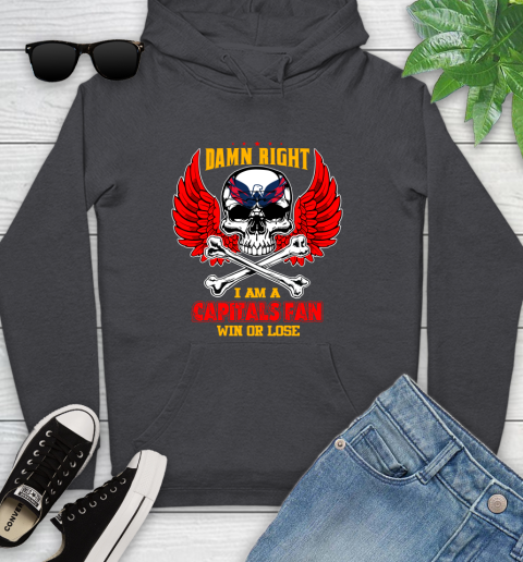 NHL Damn Right I Am A Washington Capitals Win Or Lose Skull Hockey Sports Youth Hoodie 8