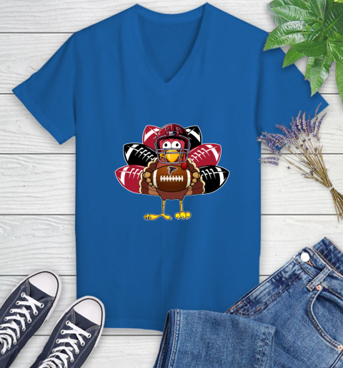Atlanta Falcons Turkey Thanksgiving Day Women's V-Neck T-Shirt 10