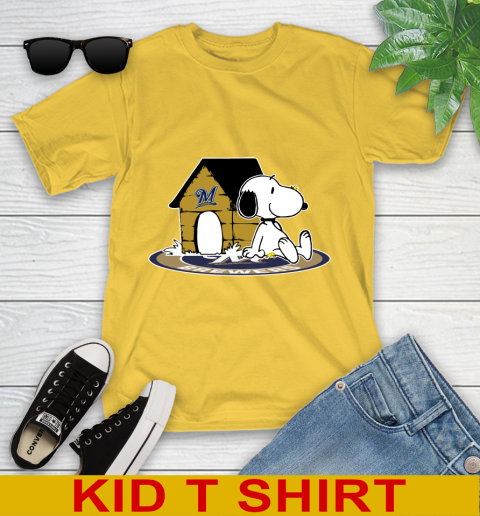MLB Baseball Milwaukee Brewers Snoopy The Peanuts Movie Shirt Youth T-Shirt 8