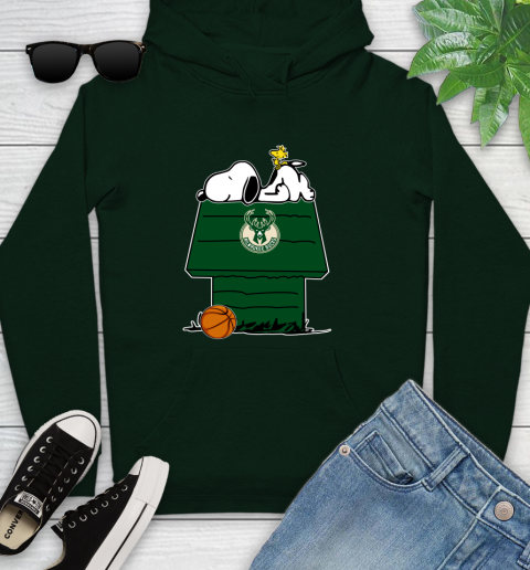 Milwaukee Bucks NBA Basketball Snoopy Woodstock The Peanuts Movie Youth Hoodie 13