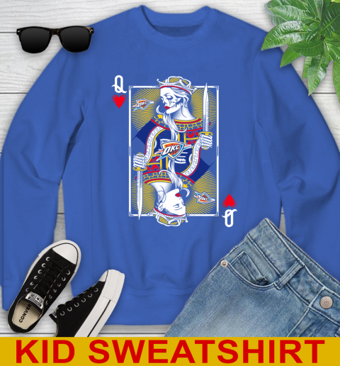 NBA Basketball Oklahoma City Thunder The Queen Of Hearts Card Shirt Youth Sweatshirt 6