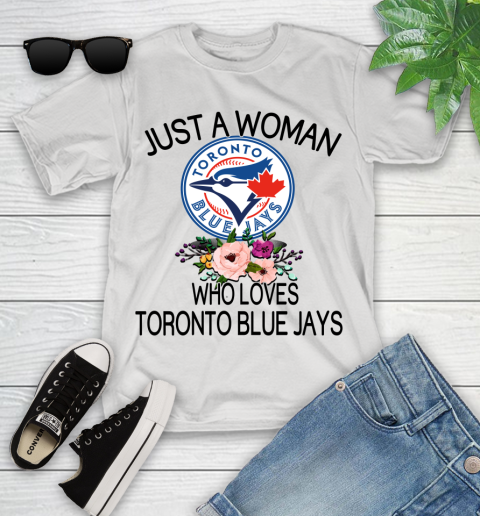 MLB Just A Woman Who Loves Toronto Blue Jays Baseball Sports Youth T-Shirt