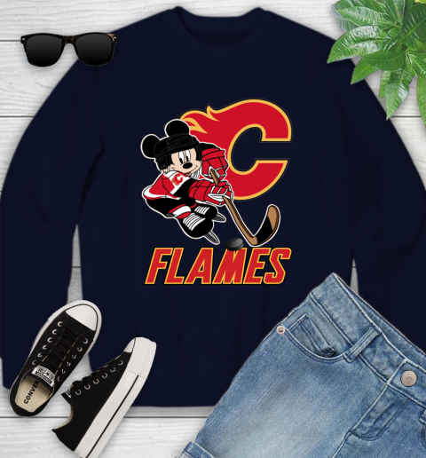 NHL Calgary Flames Mickey Mouse Disney Hockey T Shirt Youth Sweatshirt 3