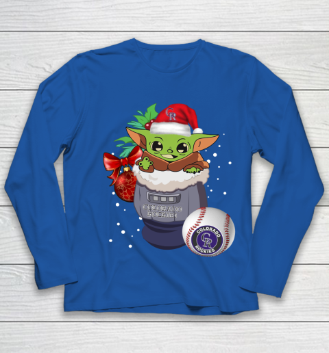 Colorado Rockies Christmas Baby Yoda Star Wars Funny Happy MLB Youth Long Sleeve 9