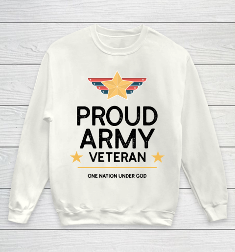 Veteran Shirt PROUD ARMY VETERAN One Nation under God Youth Sweatshirt