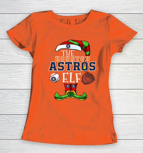 Houston Astros Christmas ELF Funny MLB Women's T-Shirt 3