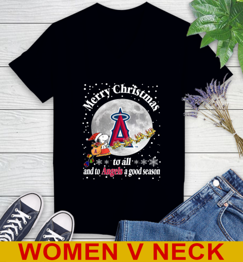 Los Angeles Angels Merry Christmas To All And To Angels A Good Season MLB Baseball Sports Women's V-Neck T-Shirt