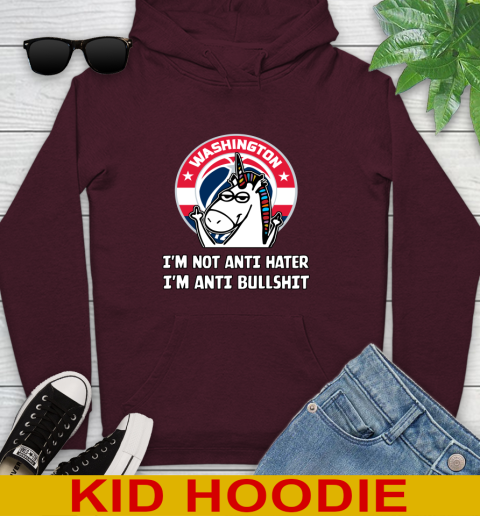 Washington Wizards NBA Basketball Unicorn I'm Not Anti Hater I'm Anti Bullshit Youth Hoodie 7