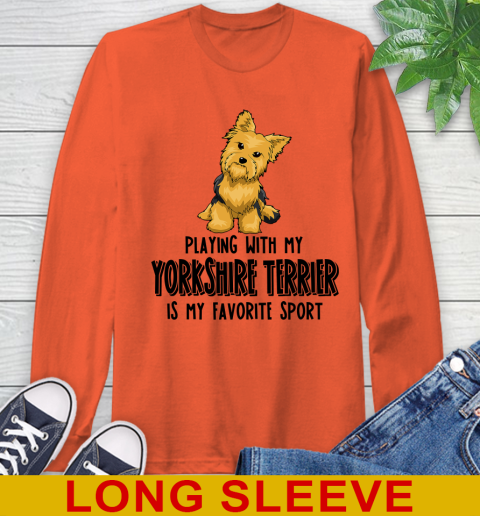 Playing with my yorkshire terrier is my favorite sport 49