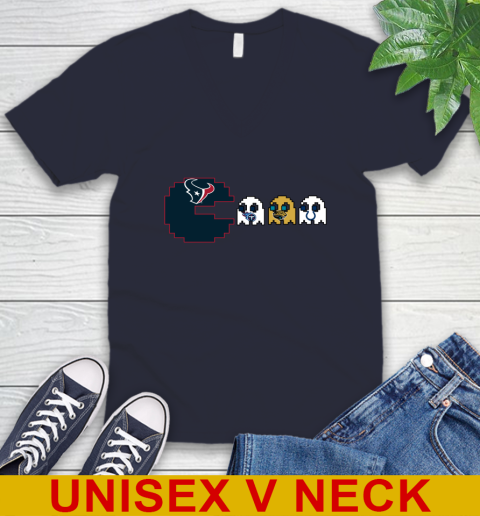 Houston Texans NFL Football Pac Man Champion V-Neck T-Shirt 3