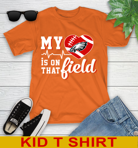 NFL My Heart Is On That Field Football Sports Philadelphia Eagles Youth T-Shirt 8