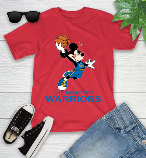 NBA Basketball Golden State Warriors Cheerful Mickey Mouse Shirt Youth T-Shirt 10