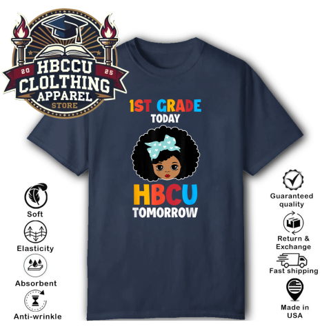 wvzo 1st grade today hbcu tomorrow classic t shirt 2 front navy HBCU Clothing Apparel