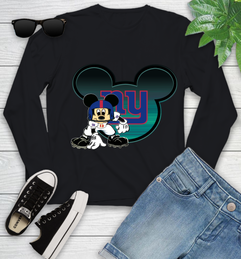 NFL New York Giants Mickey Mouse Disney Football T Shirt Youth Long Sleeve 2