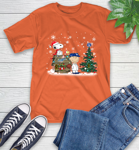 MLB Los Angeles Dodgers Snoopy Charlie Brown Christmas Baseball Commissioner's Trophy T-Shirt 4
