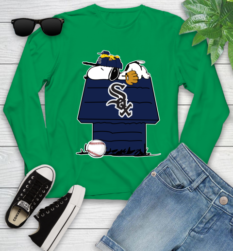 MLB Chicago White Sox Snoopy Woodstock The Peanuts Movie Baseball T Shirt Youth Long Sleeve 6