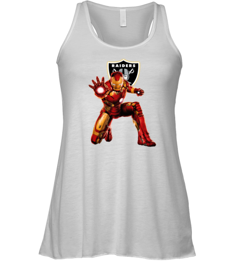 NFL Iron Man Oakland Raiders Racerback Tank wygs nfl iron man oakland raiders flowy tank 32 front white