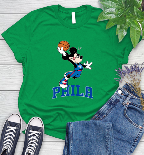NBA Basketball Philadelphia 76ers Cheerful Mickey Mouse Shirt Women's T-Shirt - Image 8