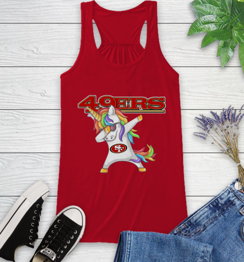 San Francisco 49ers NFL Football Funny Unicorn Dabbing Sports Racerback Tank 6
