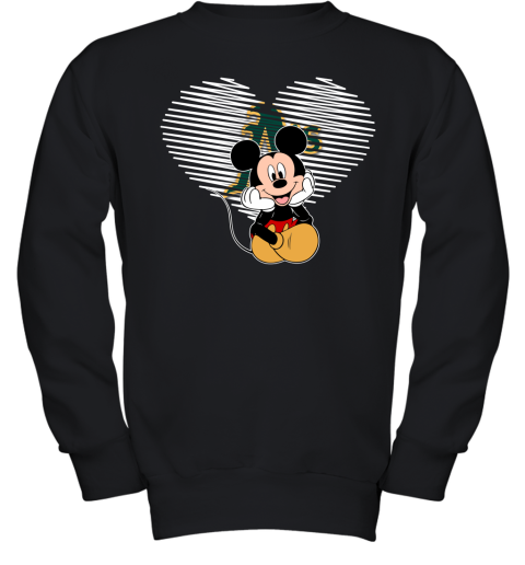 MLB Oakland Athletics The Heart Mickey Mouse Disney Baseball T Shirt nlLQGVYZN4B youth sweatshirt 47 95 151514 front black