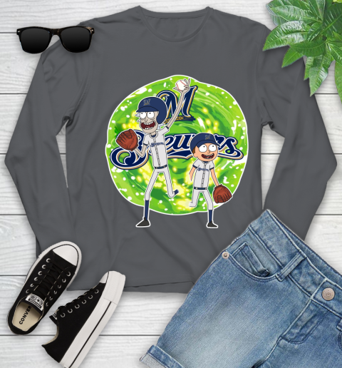 MLB Milwaukee Brewers Rick And Morty Baseball Sports Youth Long Sleeve 8