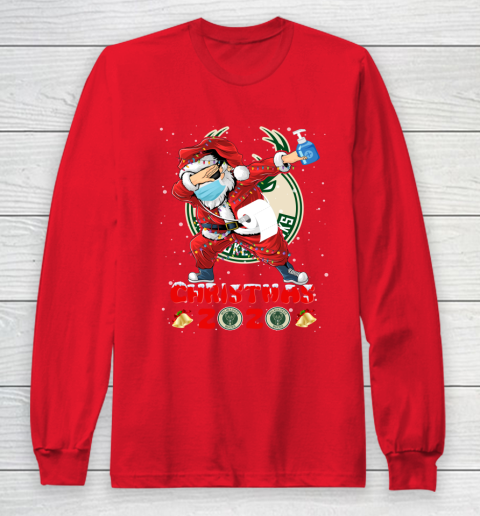 Milwaukee Bucks Funny Santa Claus Dabbing Christmas 2020 NBA Long Sleeve T-Shirt 7