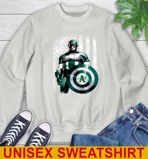 Oakland Athletics MLB Baseball Captain America Marvel Avengers American Flag Shirt Sweatshirt 5