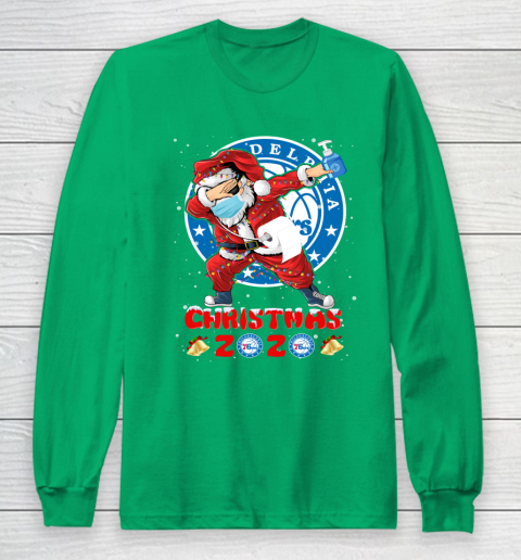 Philadelphia 76ers Funny Santa Claus Dabbing Christmas 2020 NBA Long Sleeve T-Shirt 4