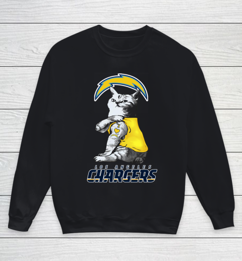 NFL Football My Cat Loves Los Angeles Chargers Youth Sweatshirt
