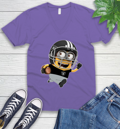 NFL Oakland Raiders Minions Disney Football Sports V-Neck T-Shirt 10