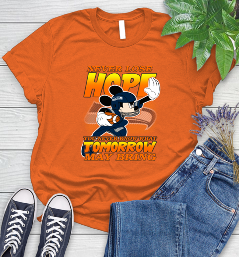 Seattle Seahawks NFL Football Mickey Disney Never Lose Hope Women's T-Shirt 3