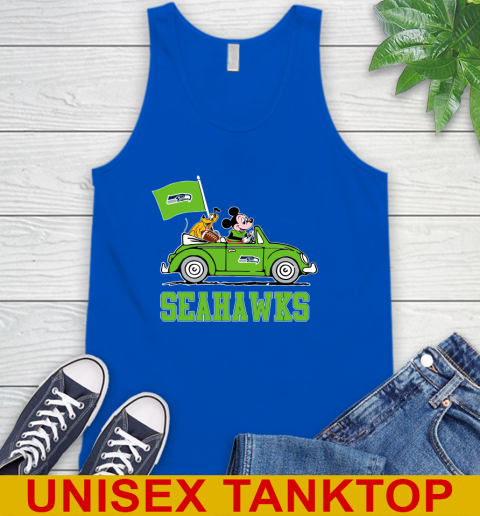 NFL Football Seattle Seahawks Pluto Mickey Driving Disney Shirt Tank Top 5