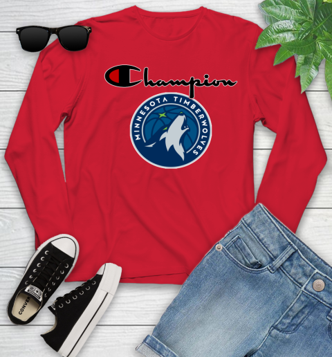 NBA Basketball Minnesota Timberwolves Champion Shirt Youth Long Sleeve 9