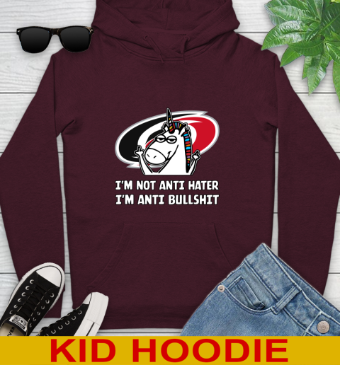 Carolina Hurricanes NHL Hockey Unicorn I'm Not Anti Hater I'm Anti Bullshit Youth Hoodie 7