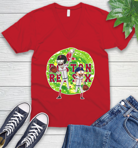 MLB Boston Red Sox Rick And Morty Baseball Sports V-Neck T-Shirt 7