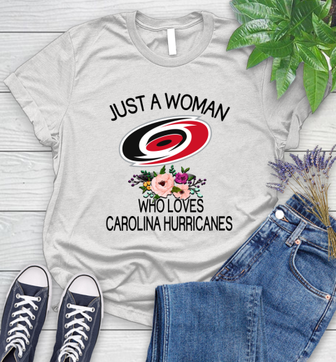 NHL Just A Woman Who Loves Carolina Hurricanes Hockey Sports Women's T-Shirt