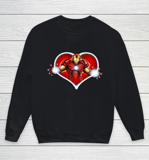 Marvel Iron Man Heart Blaster Glow Valentine Graphic Youth Sweatshirt