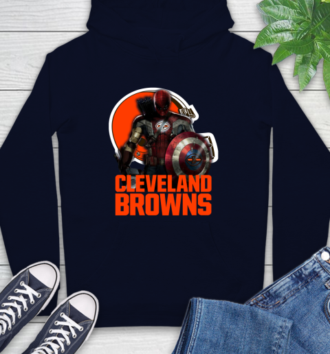 NFL Captain America Thor Spider Man Hawkeye Avengers Endgame Football Cleveland Browns Hoodie 4