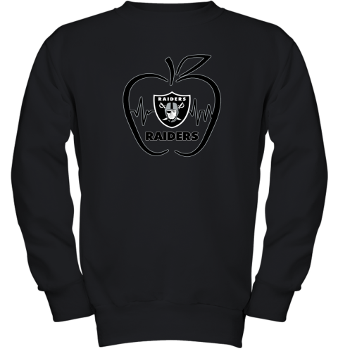 Apple Heartbeat Teacher Symbol Oakland Raiders Youth Sweatshirt