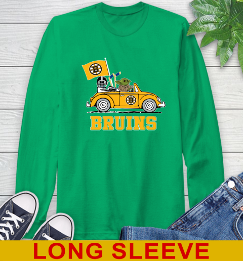 NHL Hockey Boston Bruins Darth Vader Baby Yoda Driving Star Wars Shirt Long Sleeve T-Shirt 7