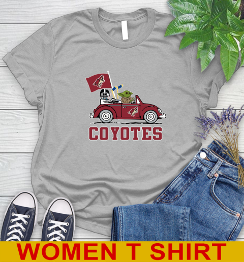 NHL Hockey Arizona Coyotes Darth Vader Baby Yoda Driving Star Wars Shirt Women's T-Shirt 5