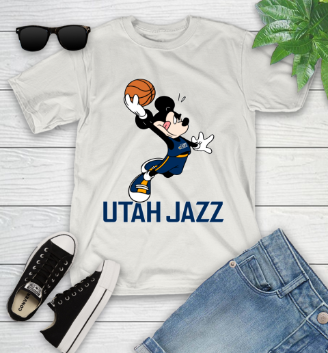 NBA Basketball Utah Jazz Cheerful Mickey Mouse Shirt Youth T-Shirt 12