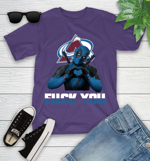 NHL Colorado Avalanche Deadpool Love You Fuck You Hockey Sports Youth T-Shirt 3