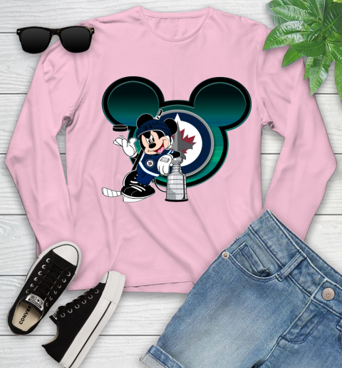 NHL Winnipeg Jets Stanley Cup Mickey Mouse Disney Hockey T Shirt Youth Long Sleeve 10