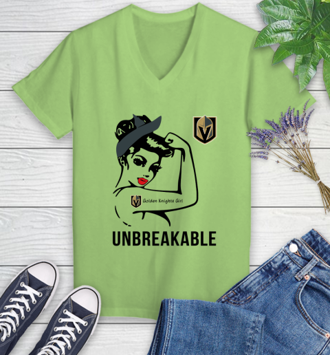 NHL Vegas Golden Knights Girl Unbreakable Hockey Sports Women's V-Neck T-Shirt 6