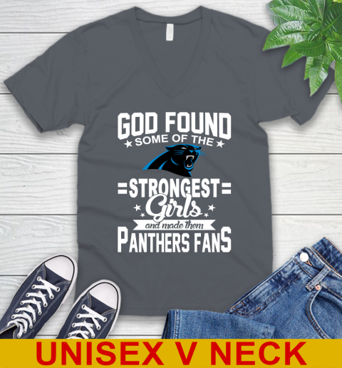 Carolina Panthers NFL Football God Found Some Of The Strongest Girls Adoring Fans V-Neck T-Shirt 4