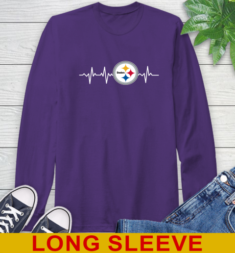 Pittsburgh Steelers NFL Football Heart Beat Shirt Long Sleeve T-Shirt 5